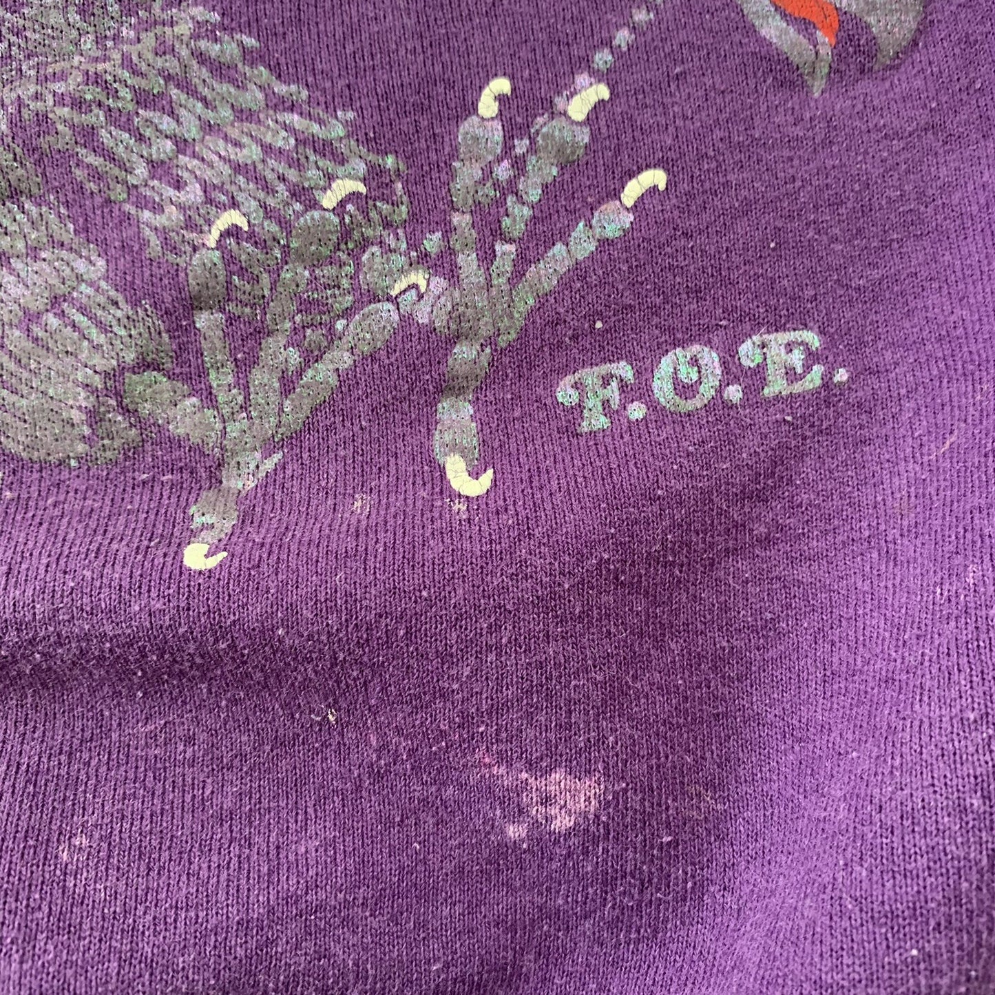 Bald Eagle Hologram Shiny Pearl Vintage 90s Sweatshirt Jumper Purple FOTL USA