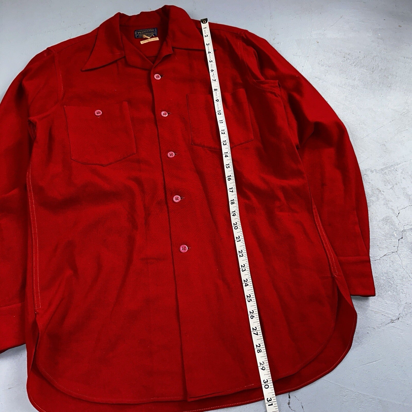 Pendleton 1930s VTG Wool Shirt Jacket Long Sleeve Red Basic Pink Buttons 30s 40s