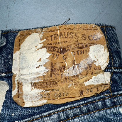 Levis 501 Vintage 80s USA XX Straight Leg Jeans Blue 20502 Paint 34x32 Act 32x30