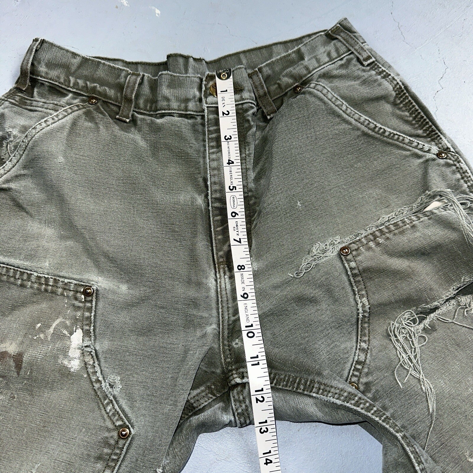 Carhartt VTG Double Knee Carpenter Pants USA B01 B136 MOS Green 31x30 Act 30x28