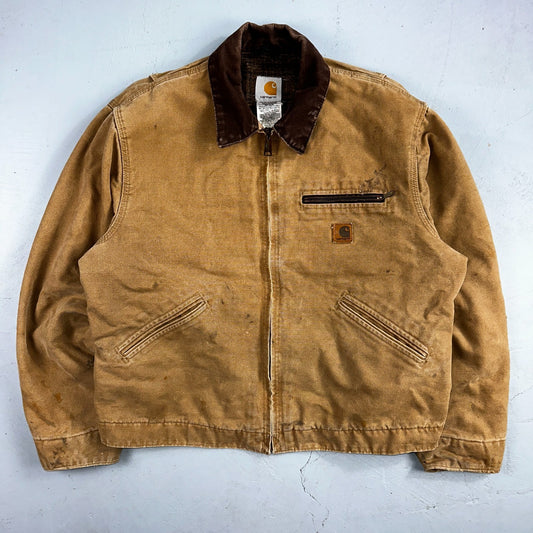 Carhartt VTG Detroit Jacket Men's Large Lined Blanket Workwear J97 CML Thrashed
