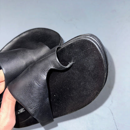 Cherokee Sandals Womens 8.5 Thong Black Leather Toe-Post Casual Comfort VTG Y2K