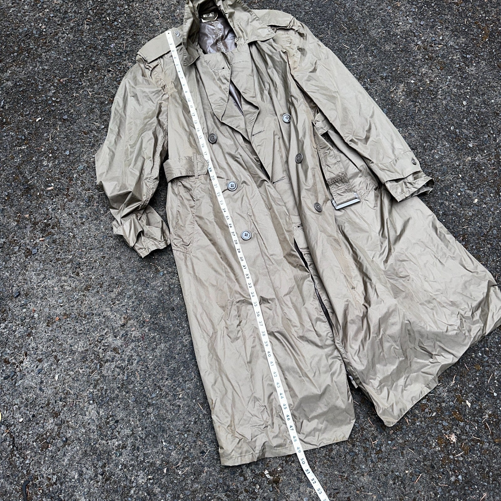 VTG 1958 US Army Mans Raincoat Nylon Taupe Shade 179 Military Uniform Mens 38L