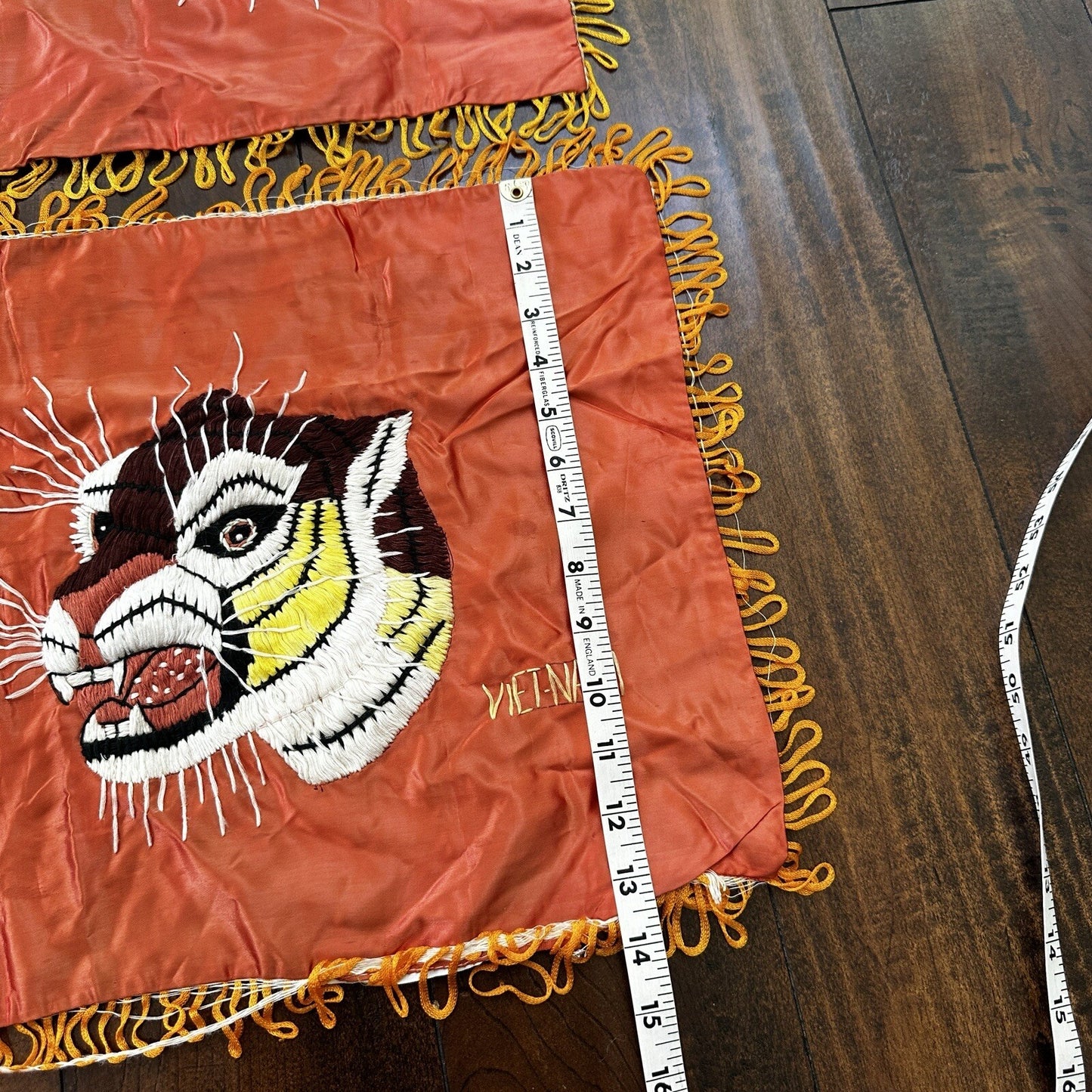 VTG Vietnam Handmade Silk Embroidered Tiger Souvenir Wall Art Collectible Jacket