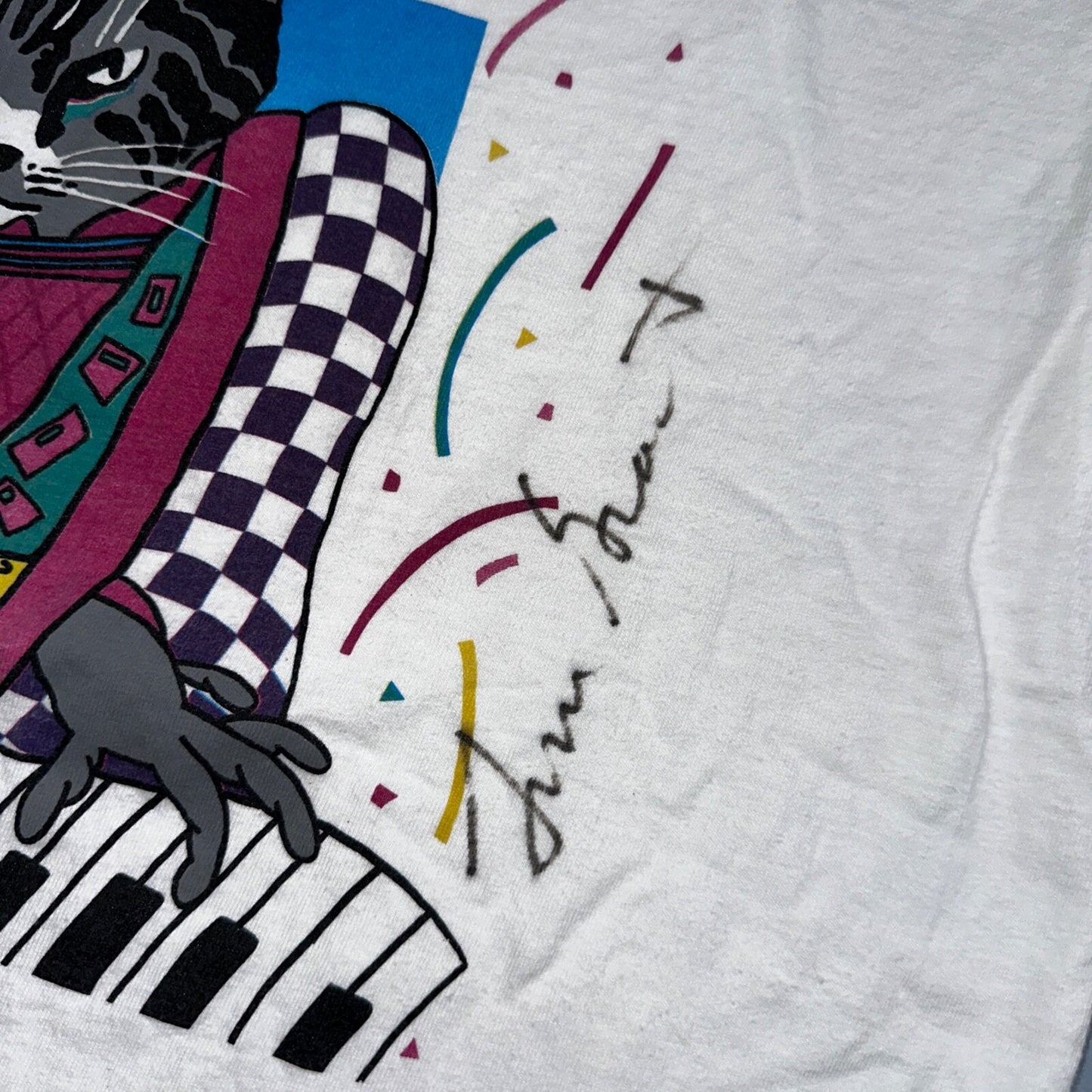 Tom Grant 80s Piano Cat Autographed VTG T Shirt Hanes XL Beefy Animal Music Jazz