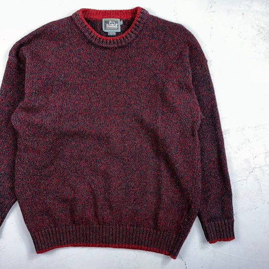 Woolrich Vintage Sweater Men’s XL Red Wool Blend Rag Sweater Chunky Collar 80s