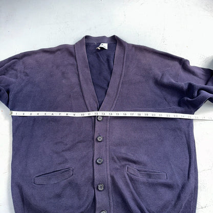 Vintage 70s Robert Bruce Cardigan Sweater Adult XL Navy Grandpa Grunge Faded