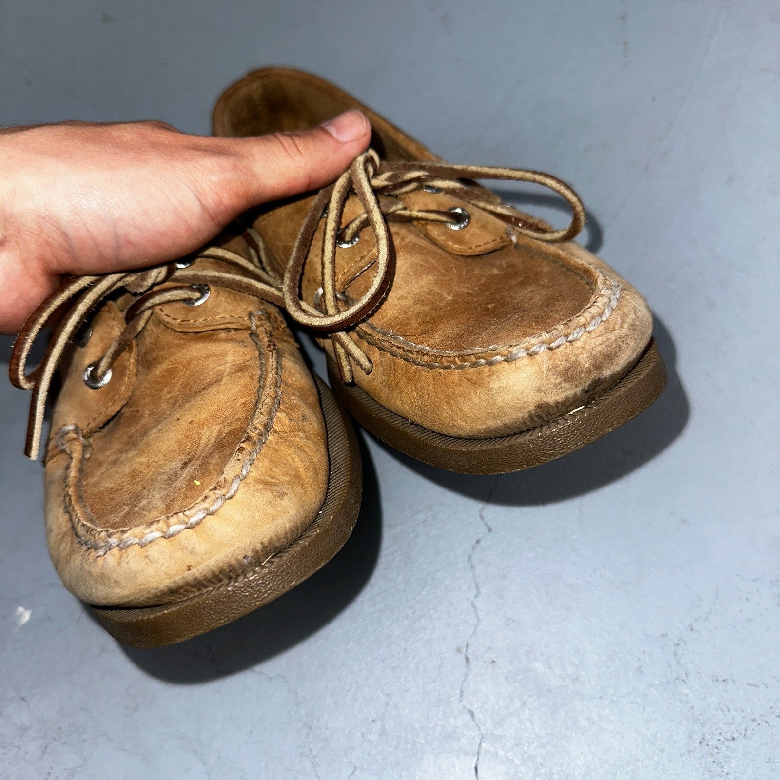 Sperry Top Sider Loafer 8.5 M Sahara 2-Eye Boat Shoes Tan Leather Men