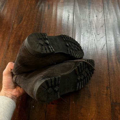 Brown Lace Leather Ankle Boots 8.5 Bootie Bettye Muller Hi Block Heel