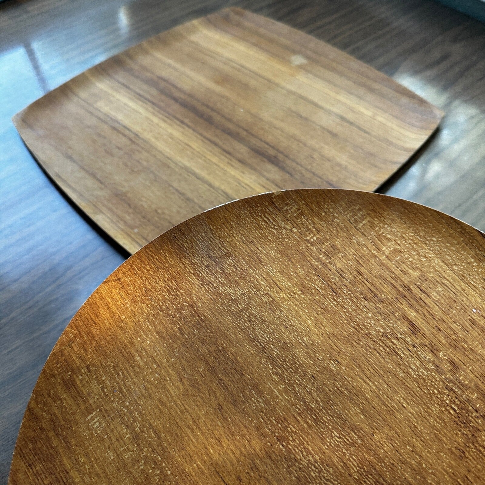 Shigemichi Aomine Teak Tray Plate Japan MCM Eames Nelson Round And Square Lot 2