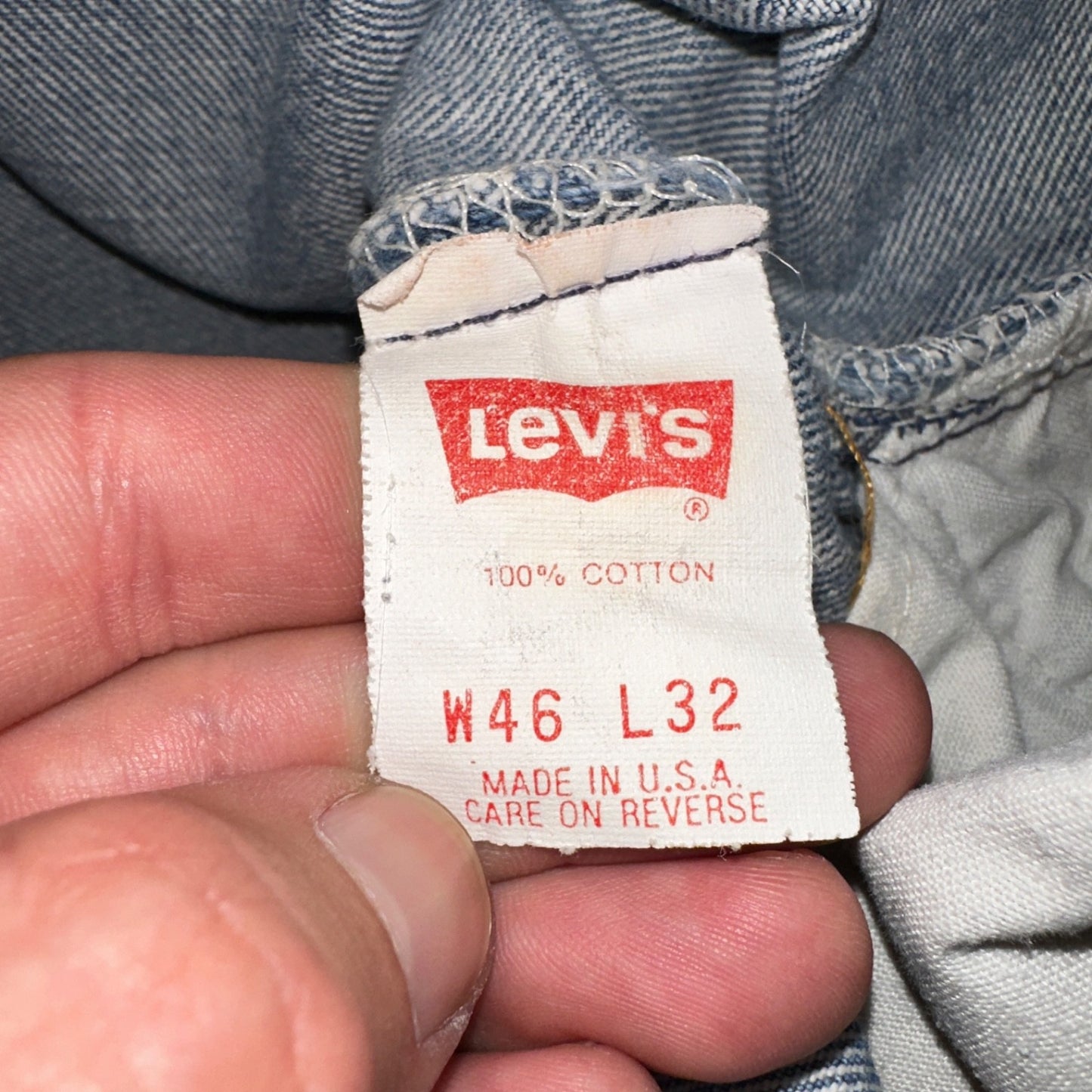 Levis 501 Vintage 90s USA XX Straight Leg Jeans Blue Light Wash 46x32 Act 42x28