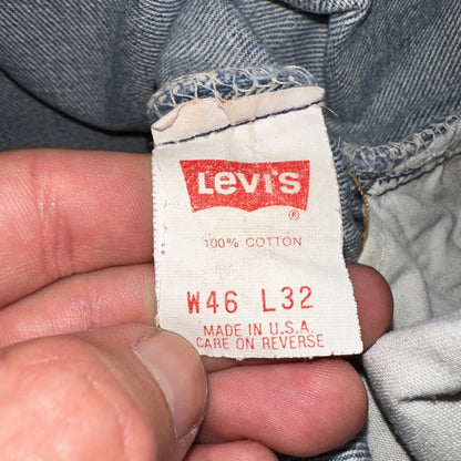 Levis 501 Vintage 90s USA XX Straight Leg Jeans Blue Light Wash 46x32 Act 42x28