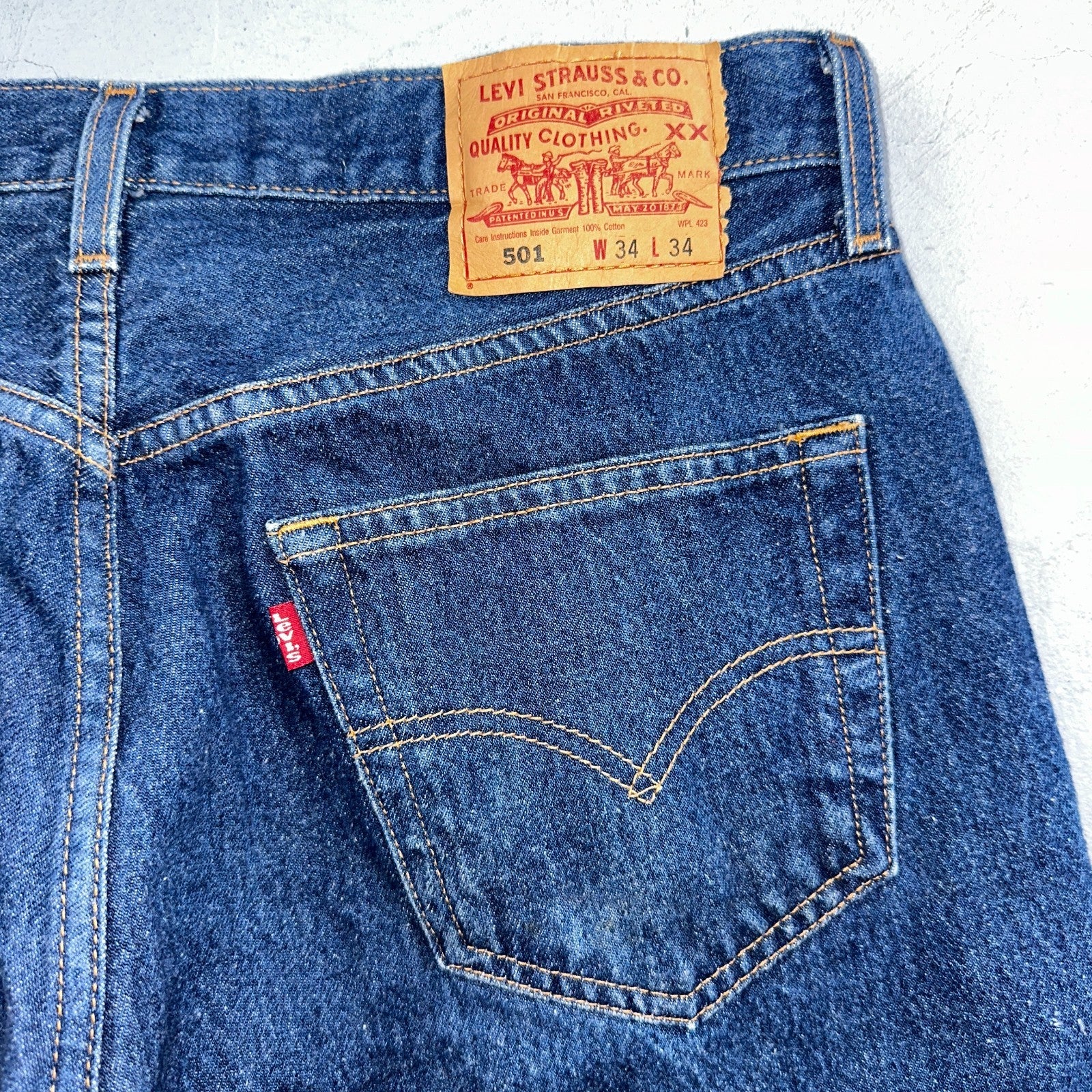 Levis 501 Vintage Y2K 90s XX Straight Leg Jeans Blue Dark Wash 34x34 Act 32x33