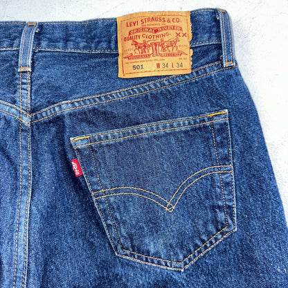 Levis 501 Vintage Y2K 90s XX Straight Leg Jeans Blue Dark Wash 34x34 Act 32x33