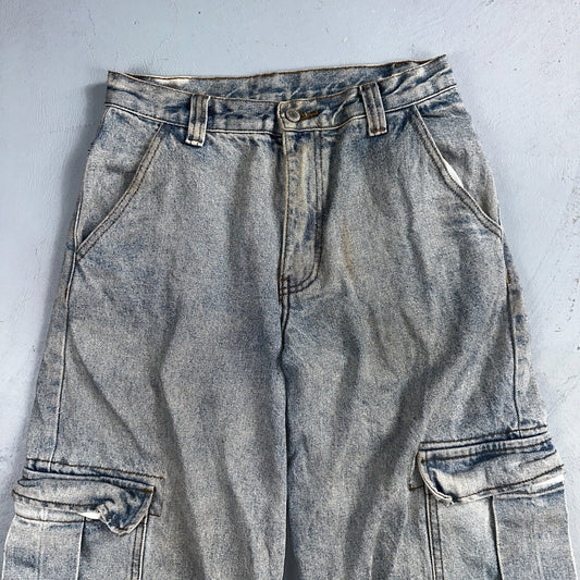 J Galt Jeans Womens Wide Leg Blue Cargo Denim Cotton Light Wash 27x30 Small