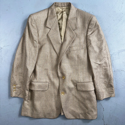 VTG Mens Suit 40S Jacket Sport Coat Rockabilly 80s 90s Wool Stripe Brown Short