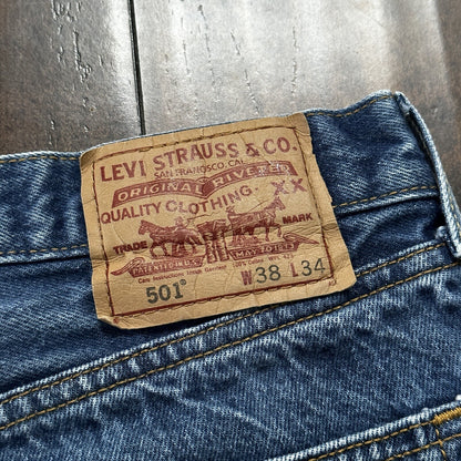 Levis 501 Vintage Y2K Straight Leg XX 2000s Jeans 34x30 Med Wash 38x34