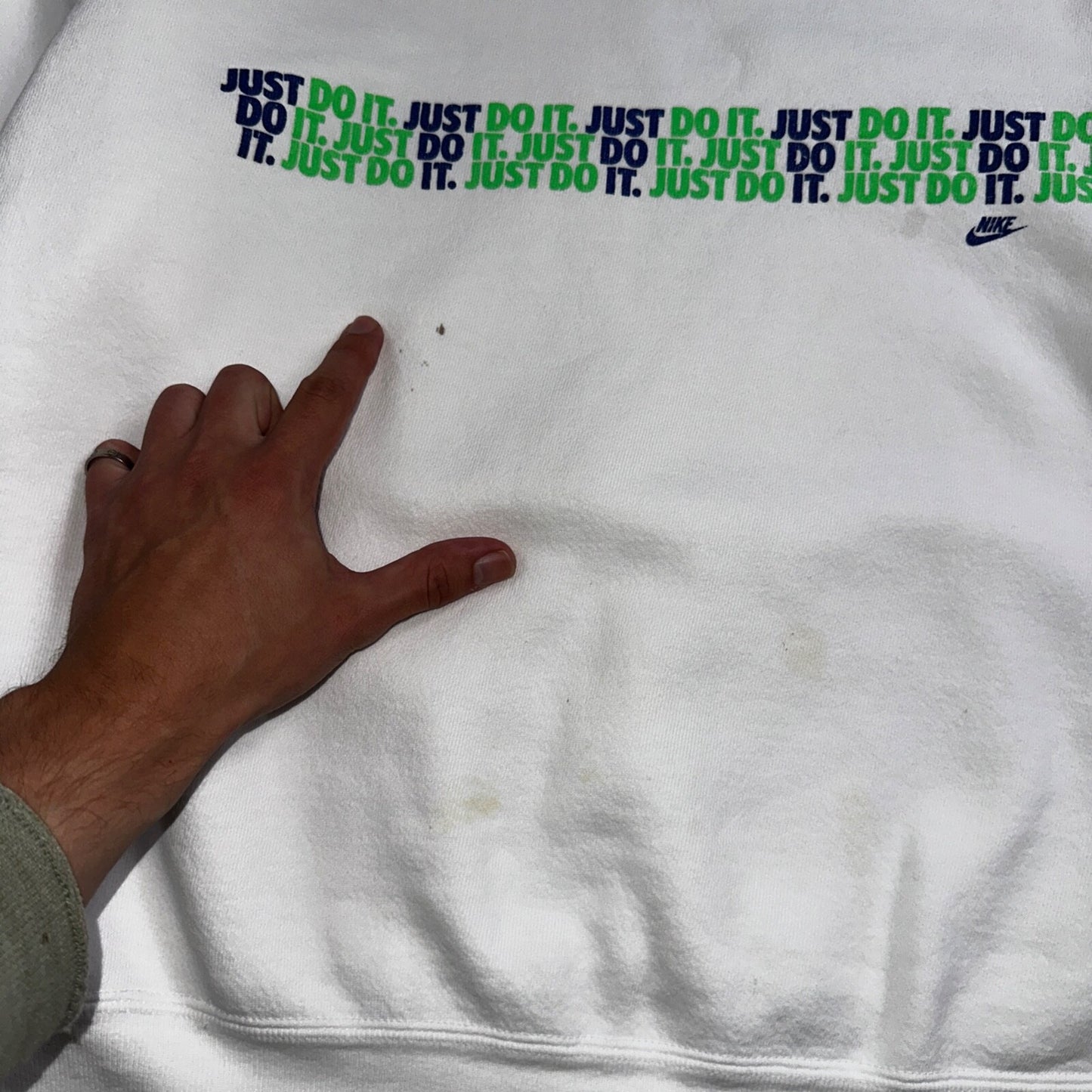 Nike VTG 90s Sweatshirt Crewneck Just Do It USA Logo 1990s White Jumper Gym