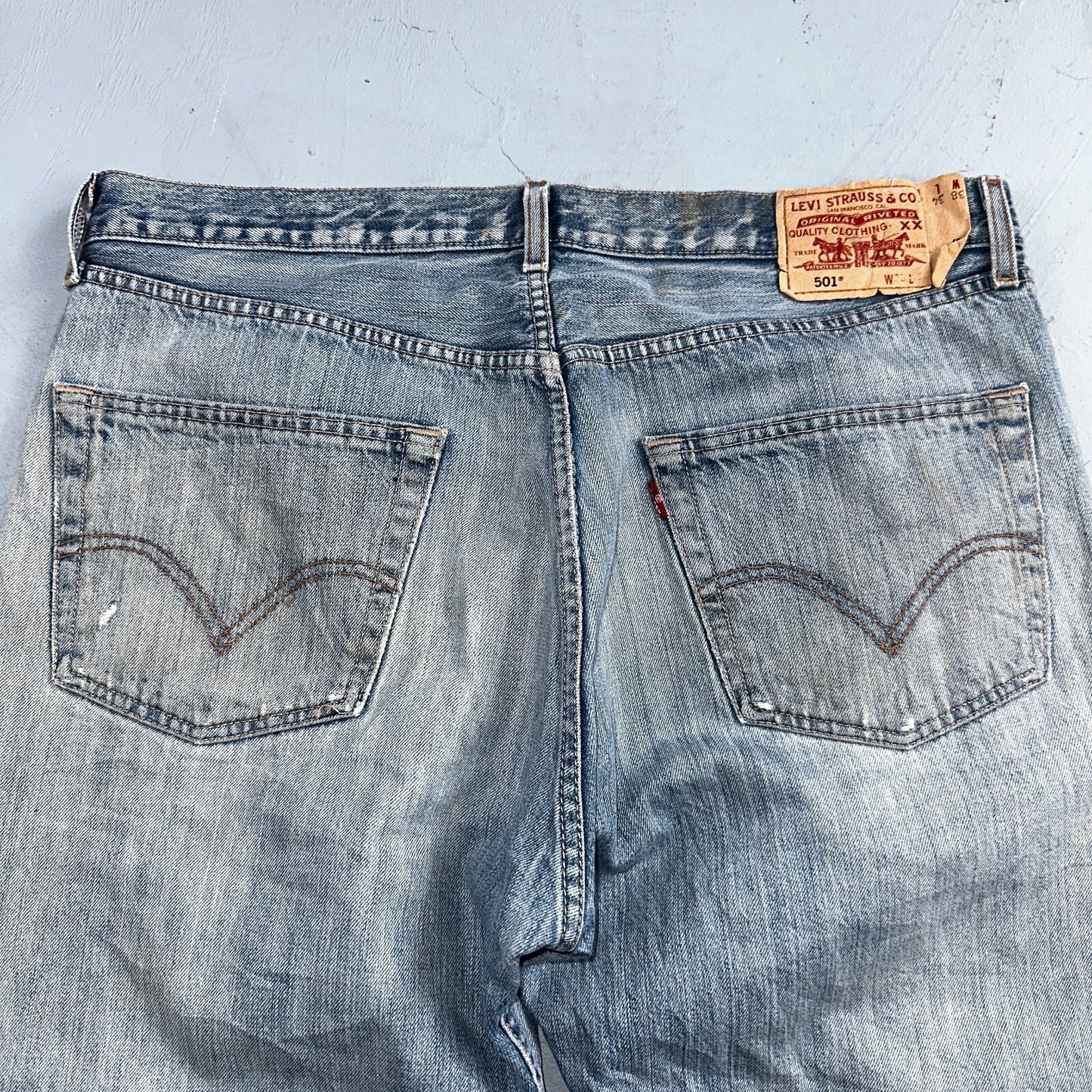 Levis 501 Vintage Y2K XX Straight Leg Jeans Blue Light Wash 38x34 Act 38x32