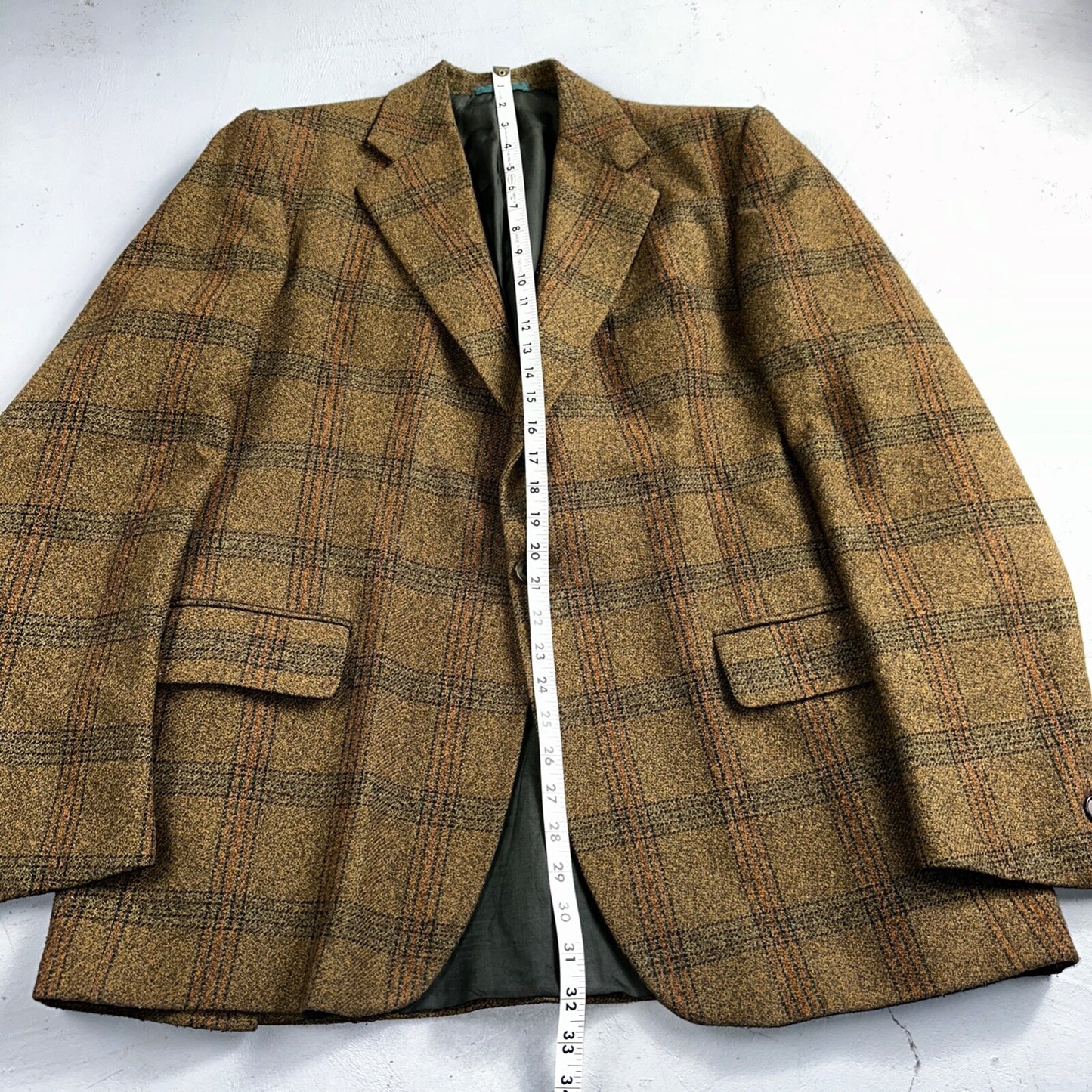 VTG Mens Suit 42 Jacket Sport Coat Rockabilly 80s 70s Wool Stripe Brown Short