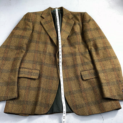 VTG Mens Suit 42 Jacket Sport Coat Rockabilly 80s 70s Wool Stripe Brown Short