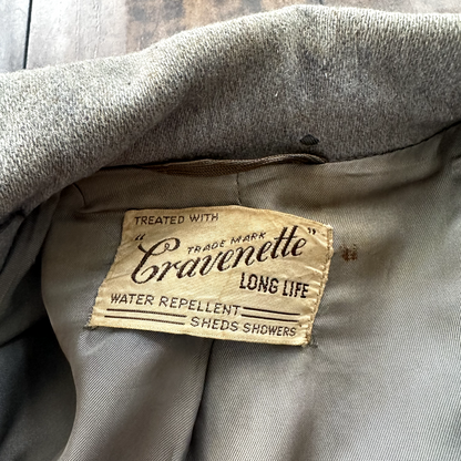 VTG 30s 40s Cravenette Gray Wool Long Trench Coat Sz 40 Long Pennys WWII era USE