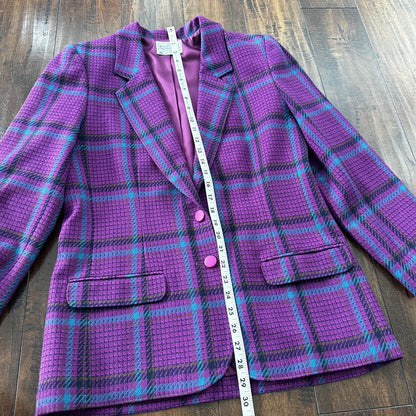 Vintage Miss Pendleton Wool Plaid Blazer Jacket Womens Size 10 70s Purple