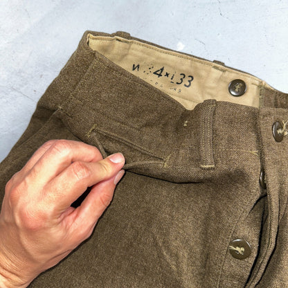 Vintage 40s US Army WWII Field Wool Trousers Pants Mens 34x33 OD-33 Military