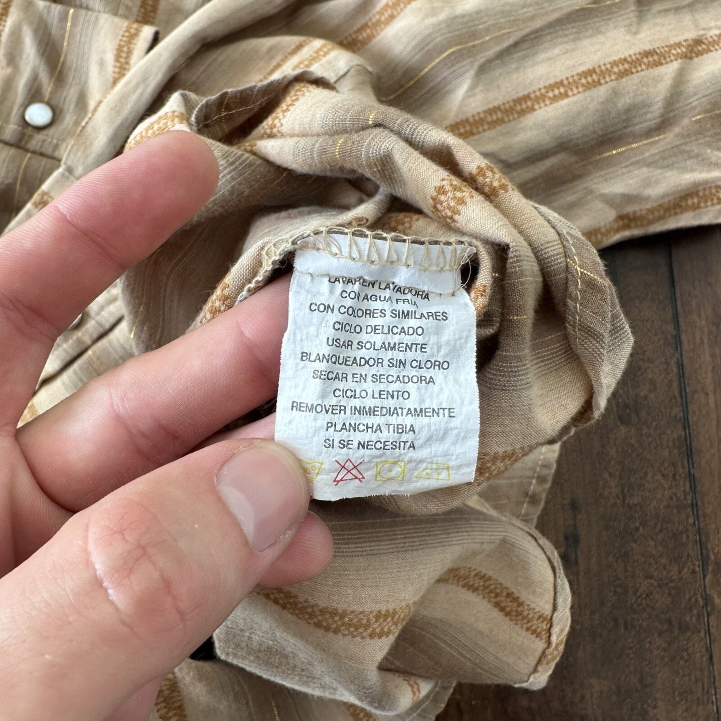 Mens ROPER Gold Collection Pearl Snap Button Front Pockets Western Shirt M Gold