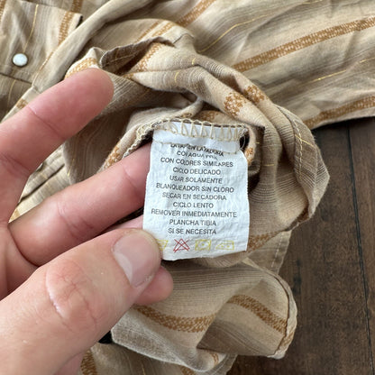 Mens ROPER Gold Collection Pearl Snap Button Front Pockets Western Shirt M Gold