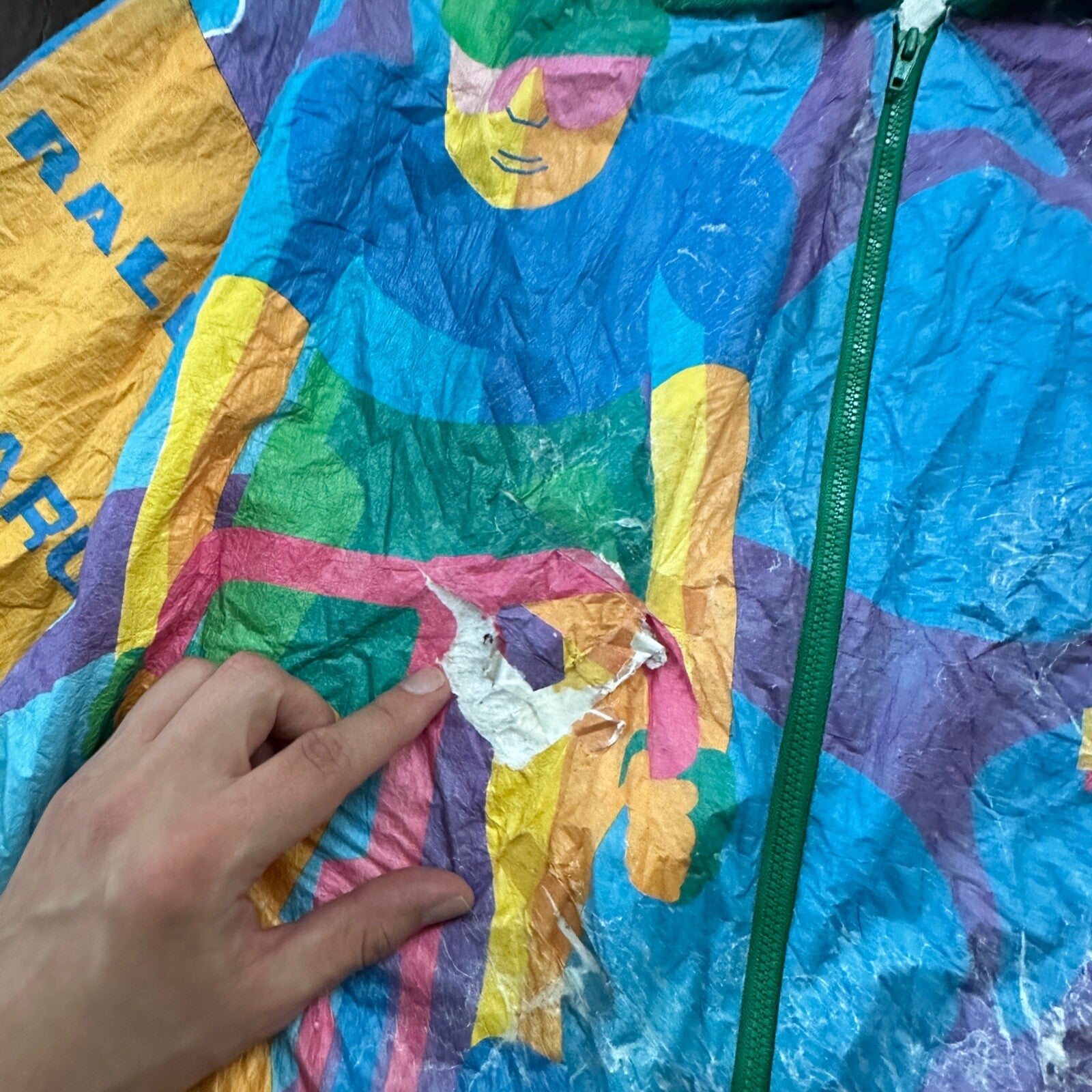 VTG 1994 STP Tyvek Jacket L AOP Cycling Race Seattle Portland Bicycle Track 90s