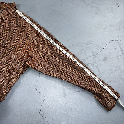 Ralph Lauren Blake 100% Cotton Plaid Shirt Size Large Polo Button Down Brown