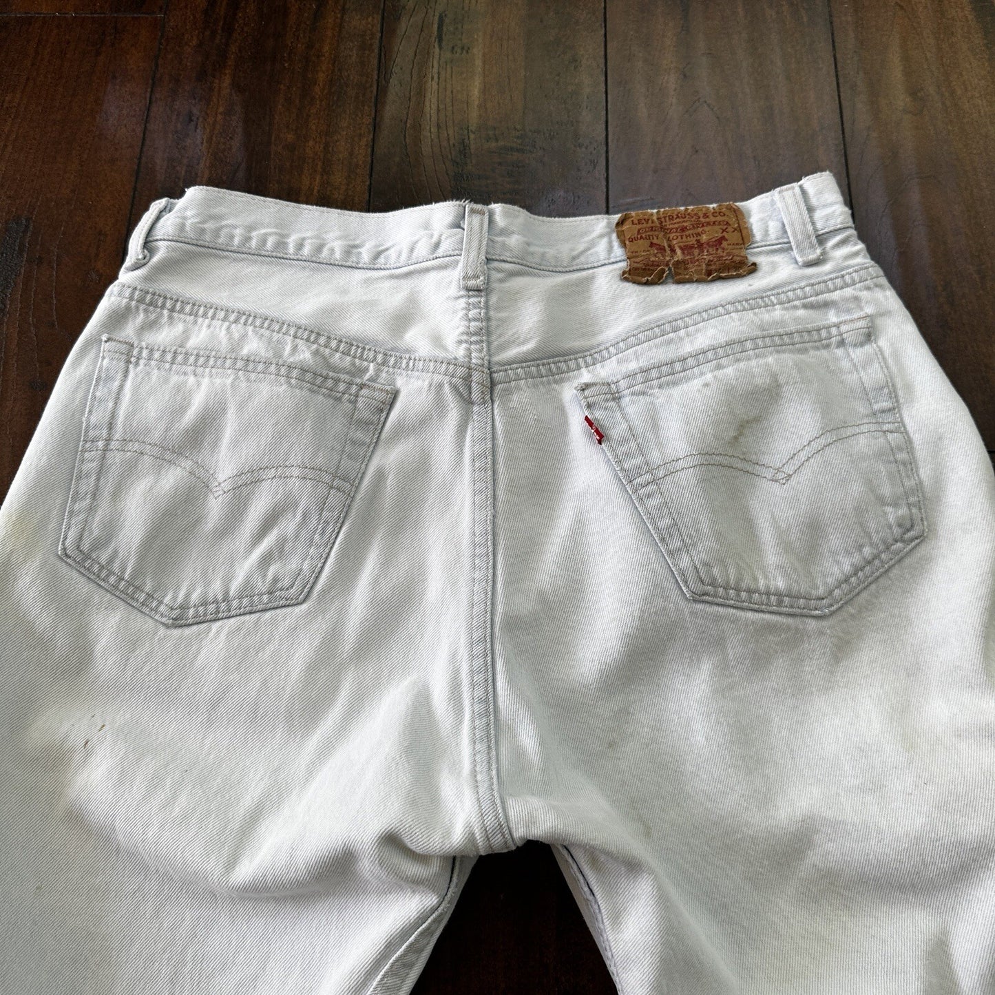 Vintage 90s Levis 501 USA 36x30 Tag Jeans 80s Blue Light Wash Act Worn 33x29