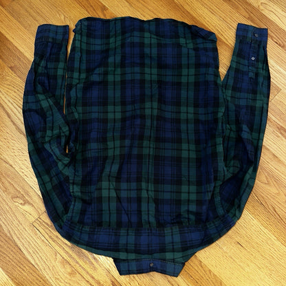 Burberry Men’sGreen Plaid Shirt Size S Button Up Long Sleeve Lightweight Cotton
