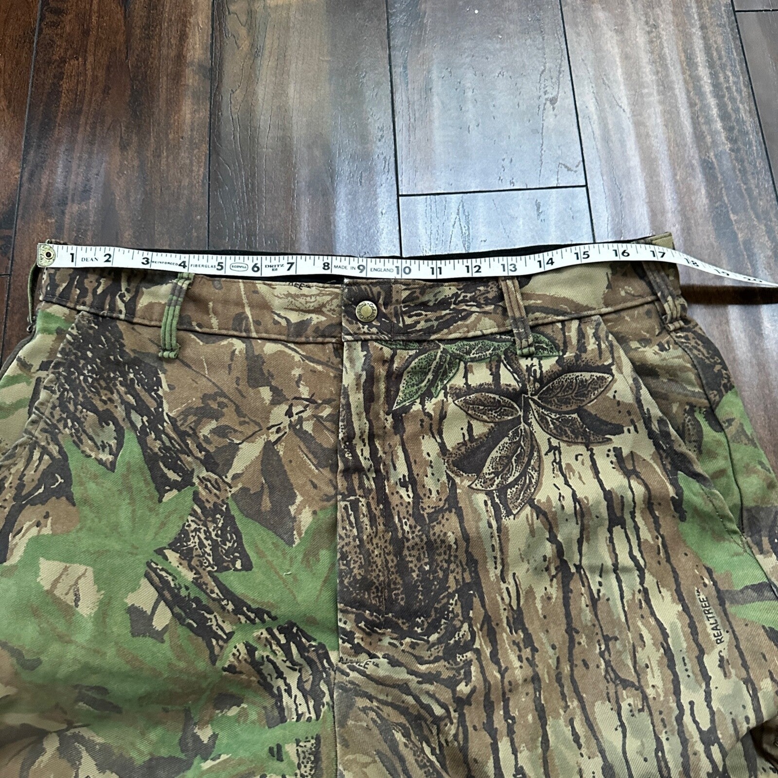VTG 90s Cabela's Realtree Camo Fleece Pants Cargo Pocket 35x28 Made in the USA
