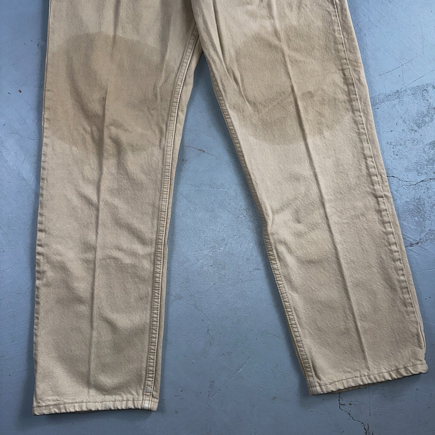 Levis 505 Vintage Y2K Jeans Beige Stained Zipper Fly Straight 34x29 Act 32x28
