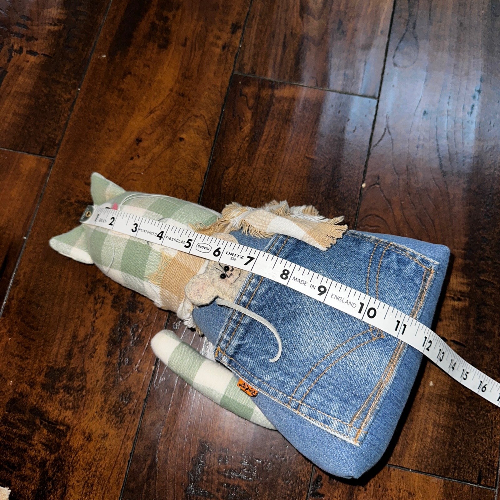 VTG Levis Plush Stuffed Animal Handmade USA Orange Tab Halloween Cat Decor