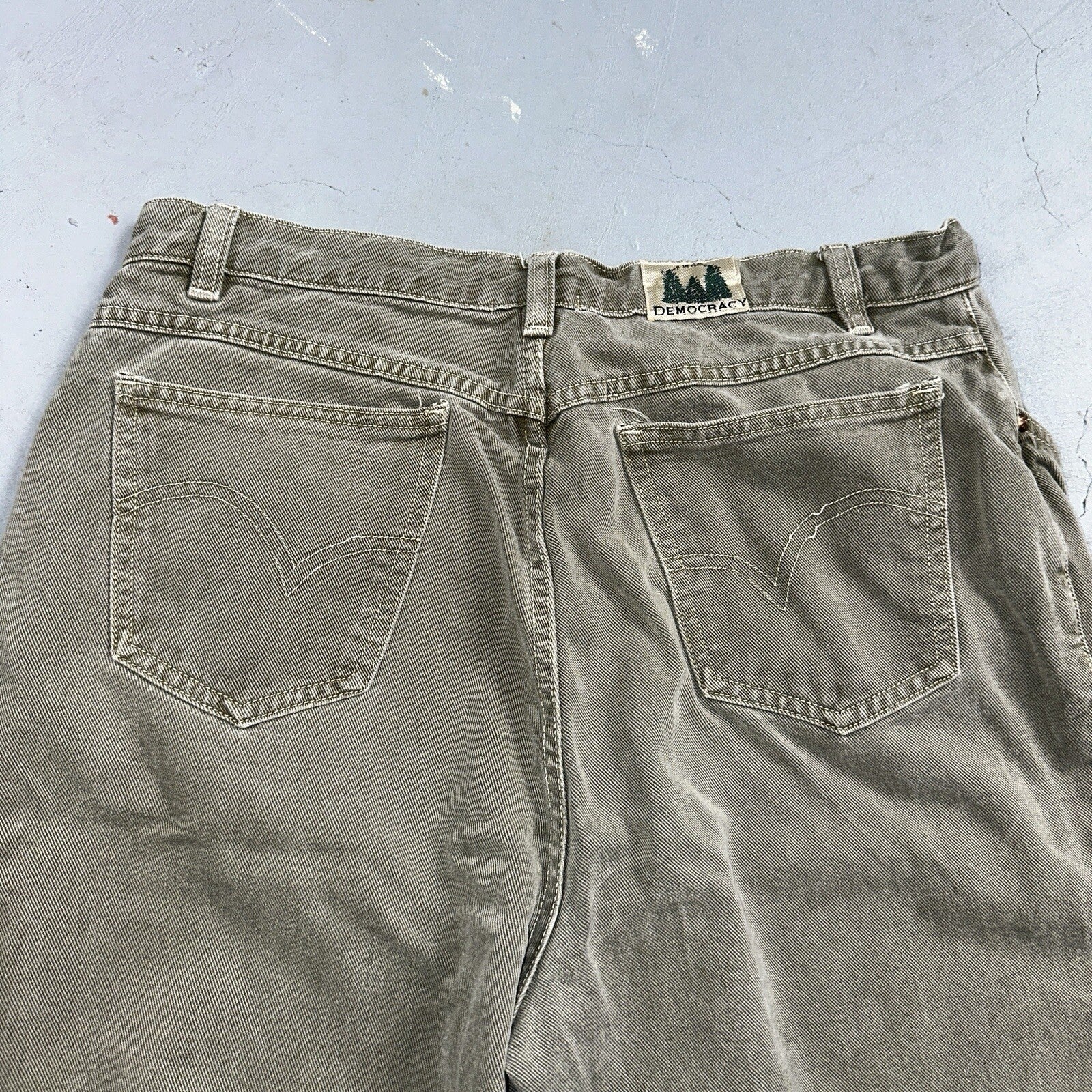 Democracy Jeans Womens 16 Green Denim Pants Banana Republic VTG USA High Rise