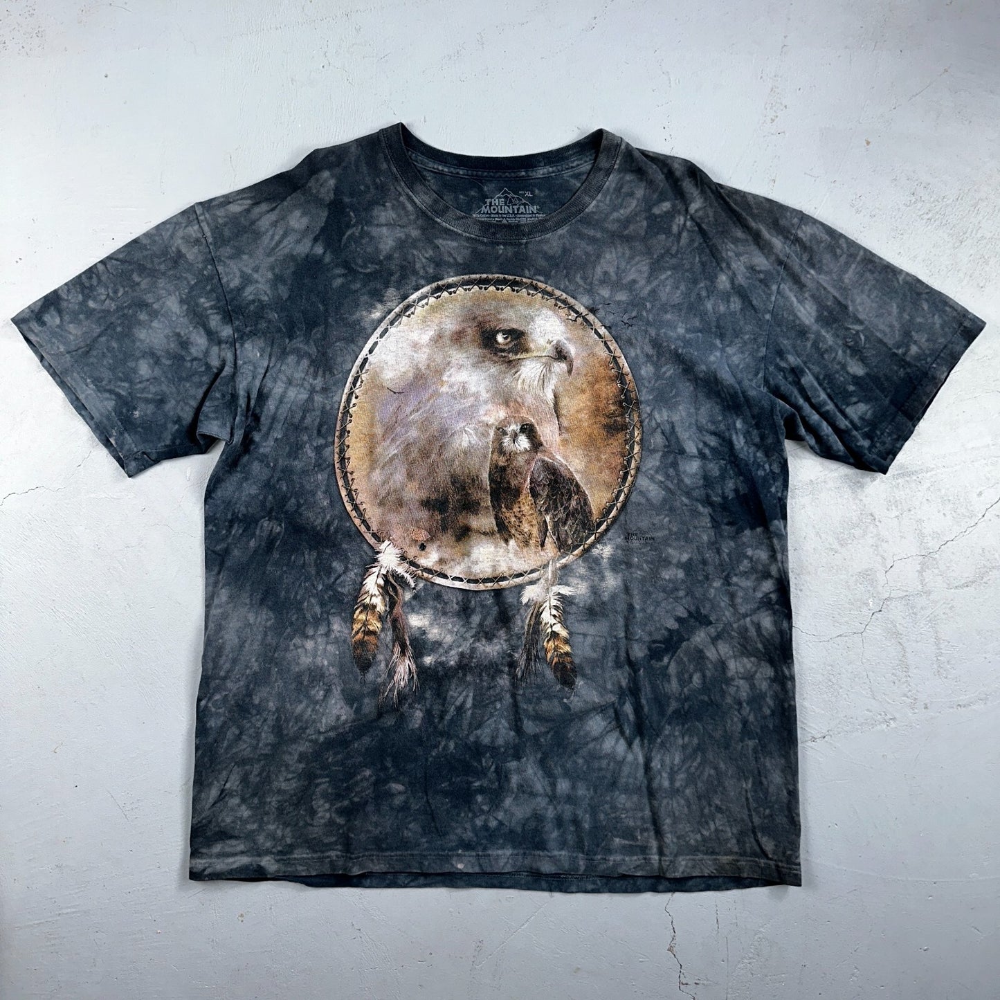 The Mountain Spirit of The Hawk Cathering Tribe Tie Dye VTG T Shirt XL Bird