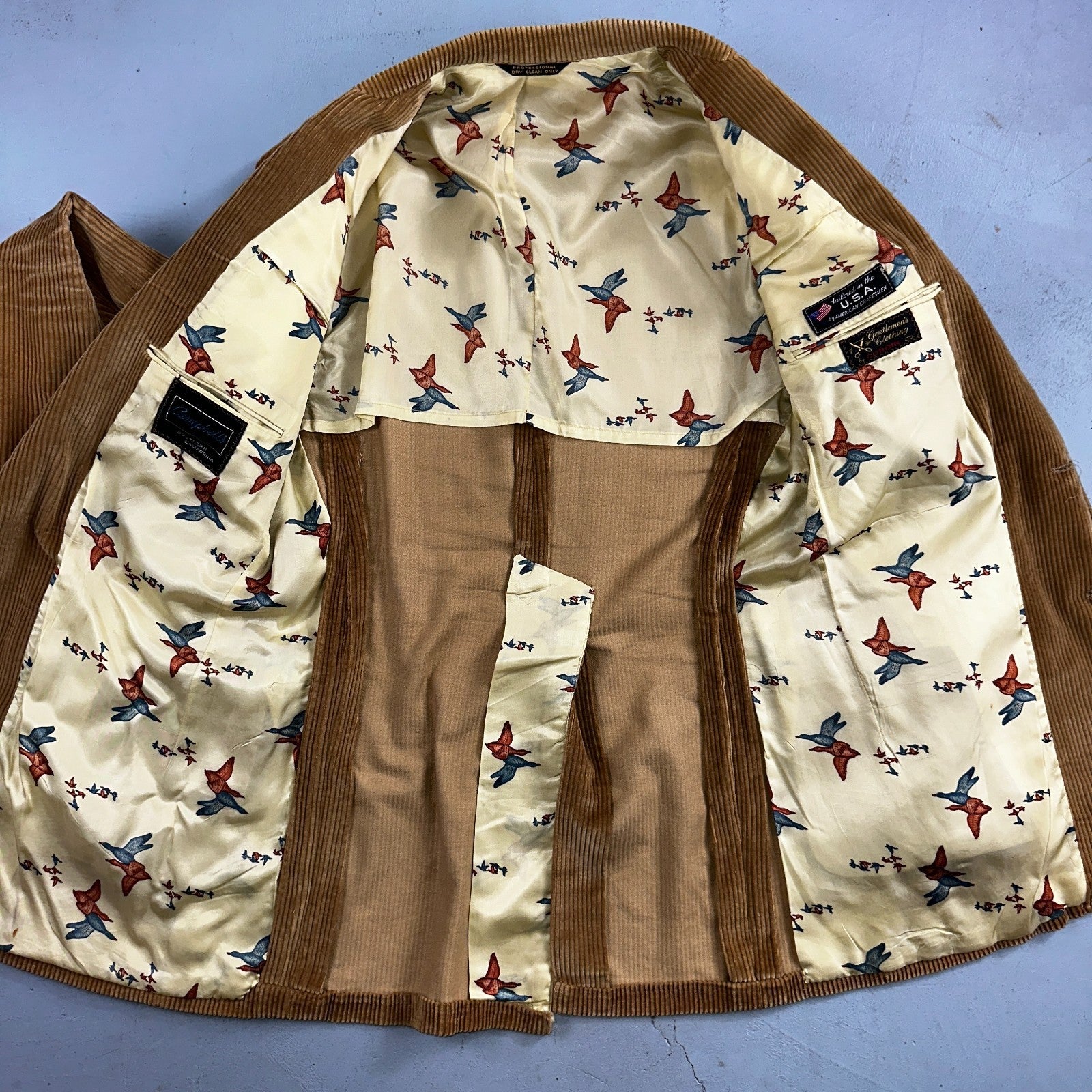 VTG Mens 2 PC Suit 40 Jacket Coat Pants Brown Rockabilly 60s 1960s Corduroy