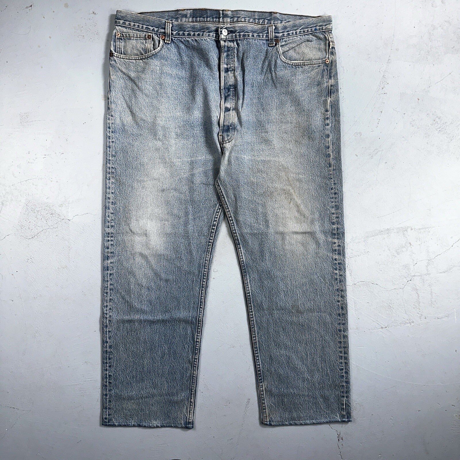 Levis 501 Vintage 90s USA XX Straight Leg Jeans 48x34 Light Wash Act 44x29