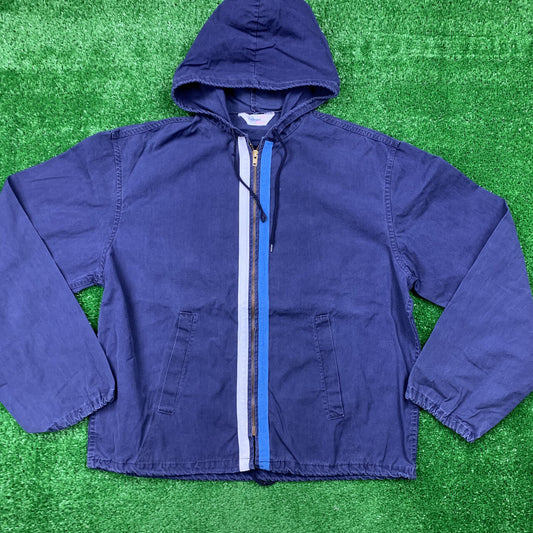 Champion 50s Zip Up Vintage Blank Blue Hoodie 60s 70s Jacket Warm USA New York