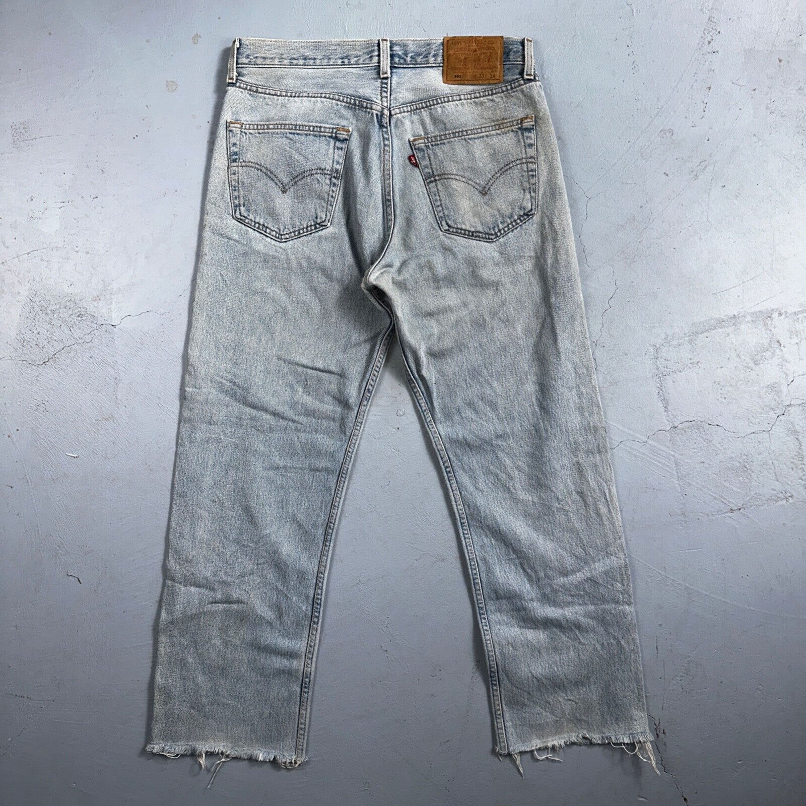 Levis 501 Vintage 90s XX Straight Leg Mexico Jeans 33x34 Light Wash Act 31x27