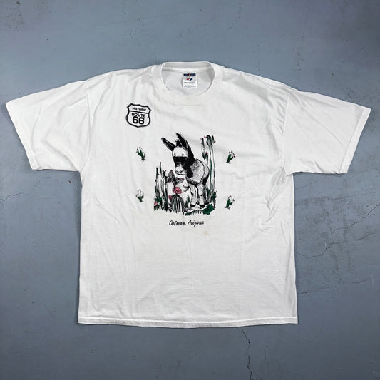 Oatman Arizona Route 66 VTG T Shirt Burro Cactus Flowers Route Cute Donkey Horse