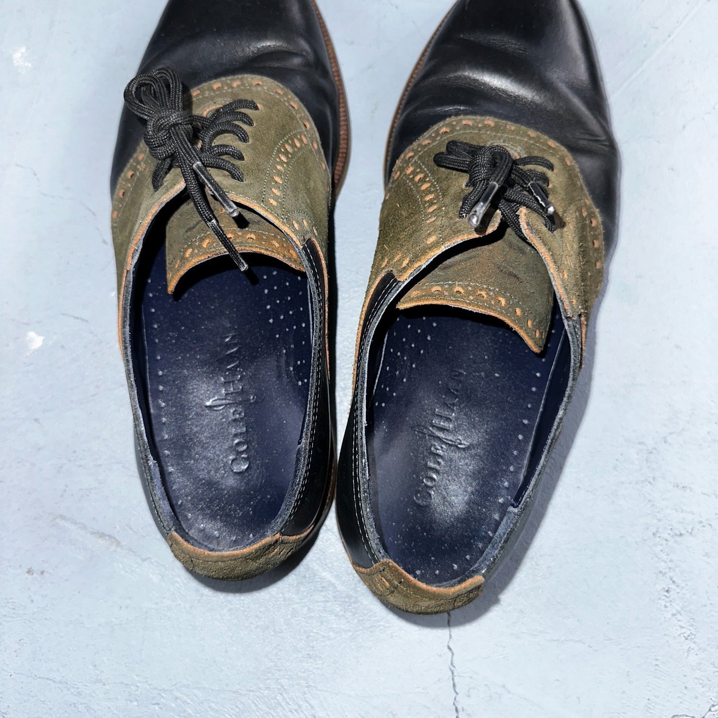 Cole Haan Carter Mens 8.5 M Black Brown Leather Oxford Worn Shoes