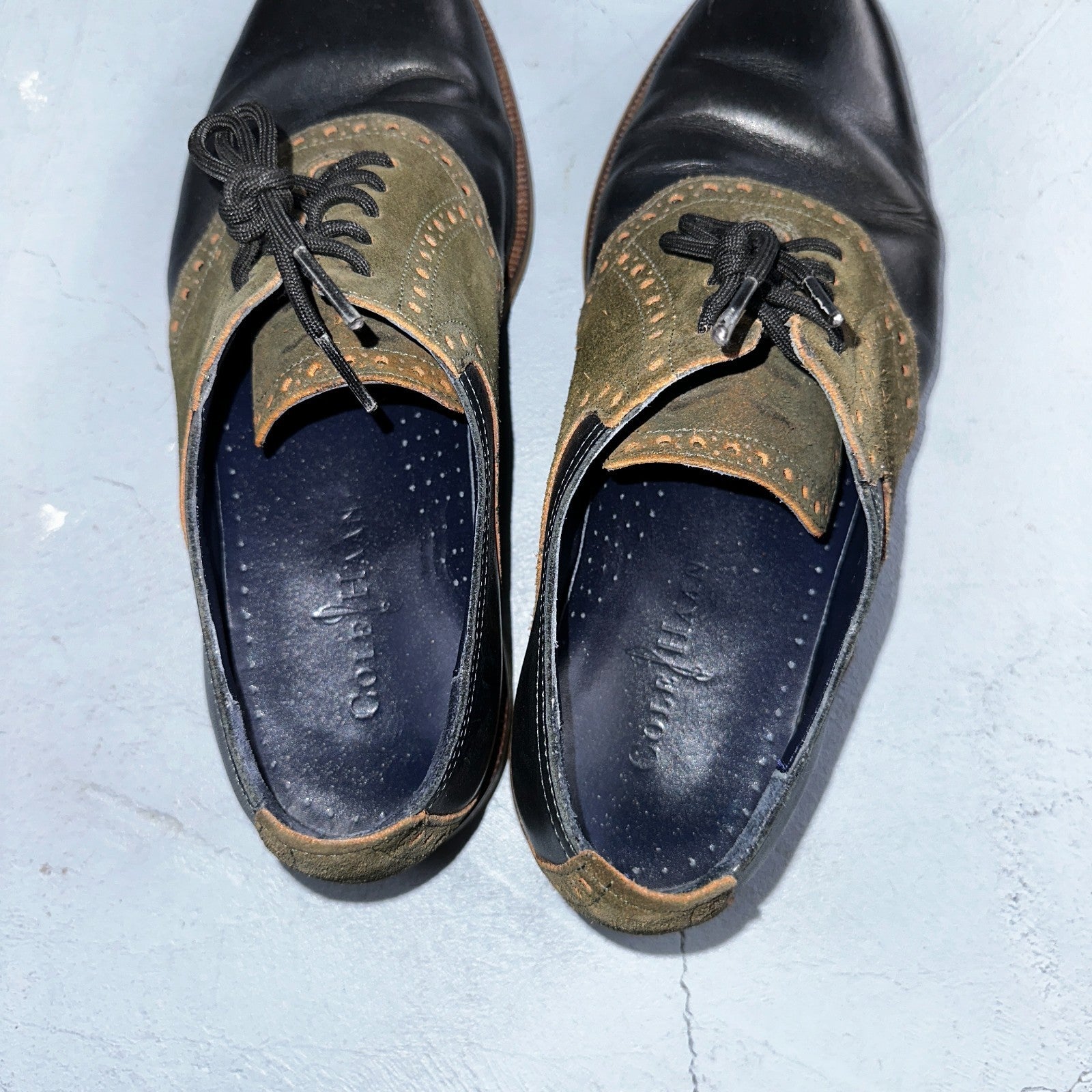 Cole Haan Carter Mens 8.5 M Black Brown Leather Oxford Worn Shoes