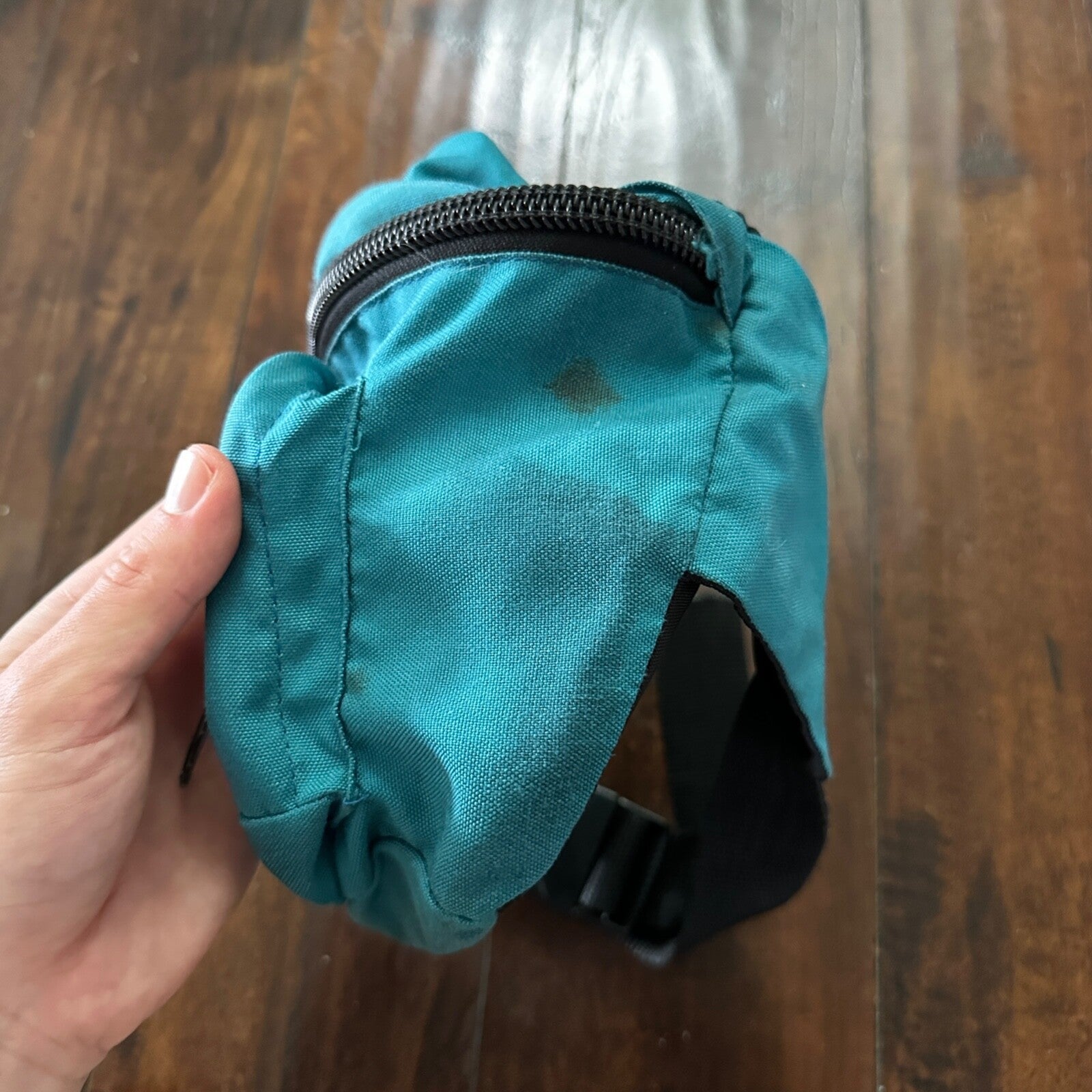 Vtg Large Blue Teal Fanny Waist Bag Pack Minimalistic Side 80s 90s Six Flags