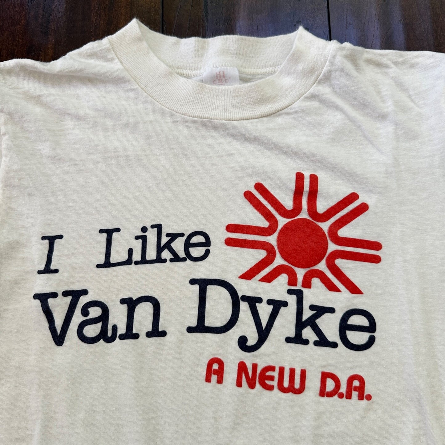 I Like Van Dyke VTG T Shirt Sun Funny Car Driving Girl Political 1970s 70s Cruz