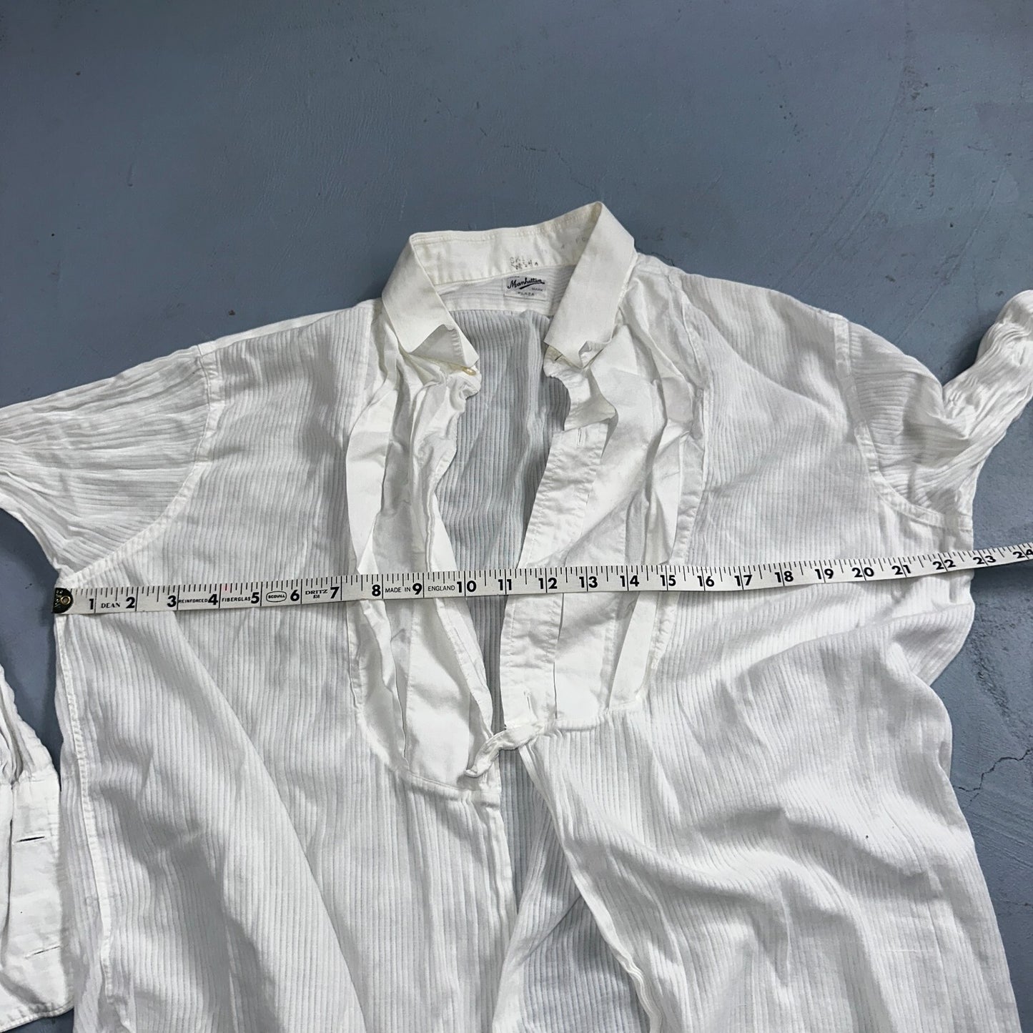 Manhattan Plaza VTG 20S 30S Mens 16 White Dress Bib Tuxedo Shirt Antique 1920s