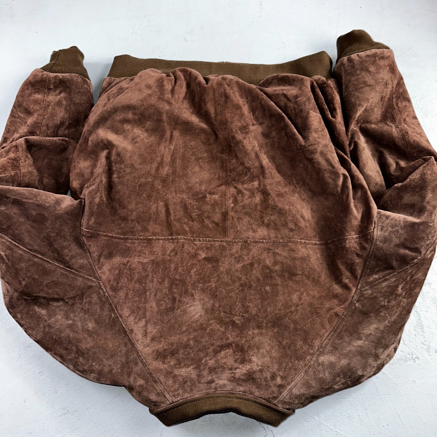 Vintage 90s Suede Leather Brown Bomber Jacket XL Retro Aviator Landing Leather